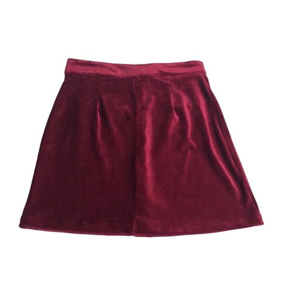 Umgee Skirt Womens Medium Burgundy Corduroy Velvet Mini Snap Front Pockets - Picture 10 of 13